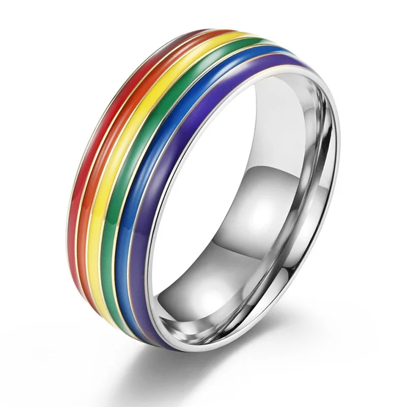 Regenbogenring für Herren silber