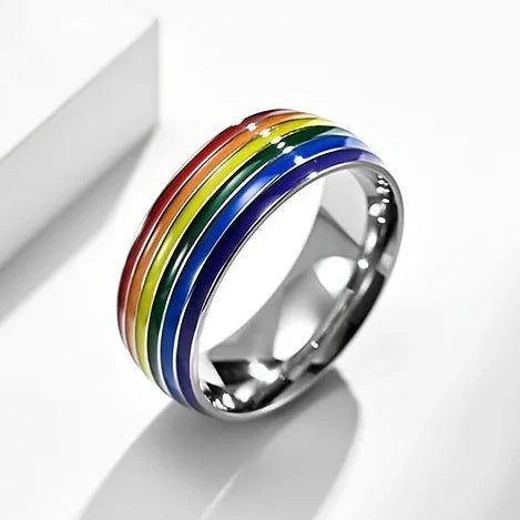 Regenbogenring für Herren silber