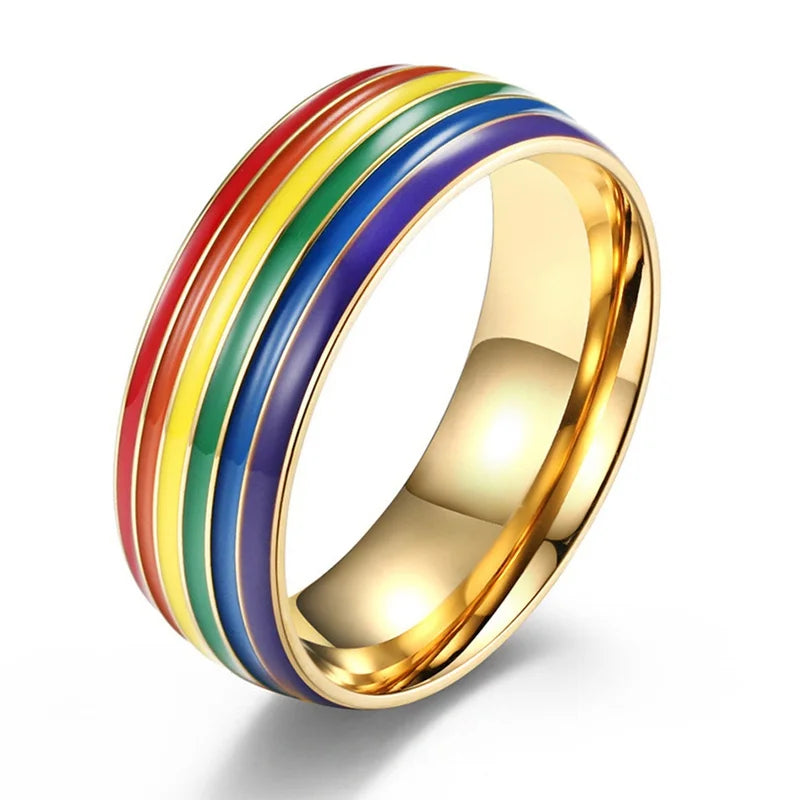 Regenbogenring für Herren gold