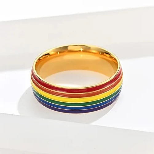 Regenbogenring für Herren gold