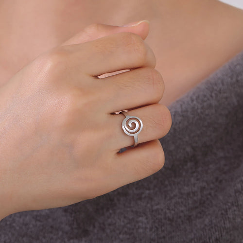 Ring im Spiraldesign für Damen, rund, Silber