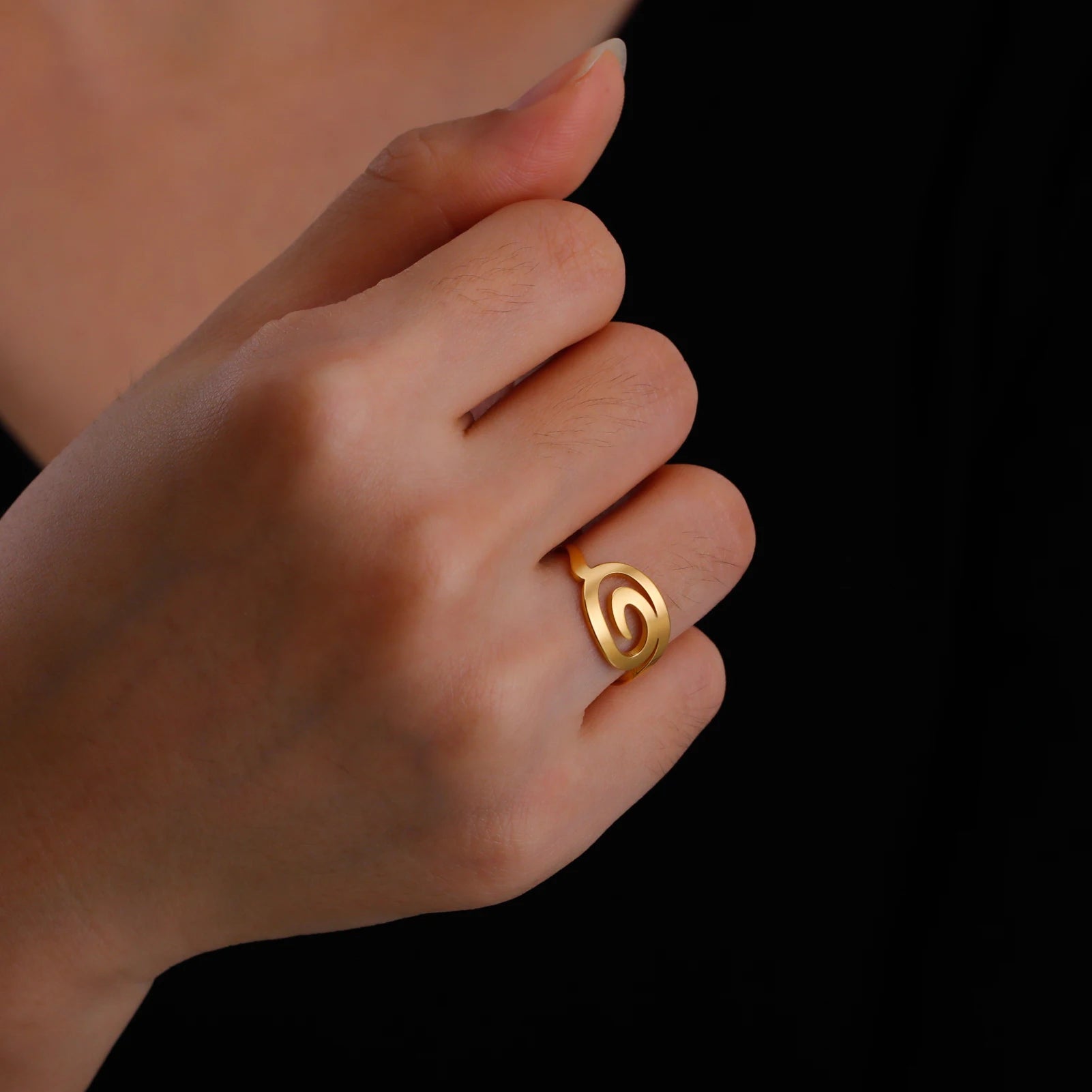 Ring im Spiraldesign für Damen, rund, Gold