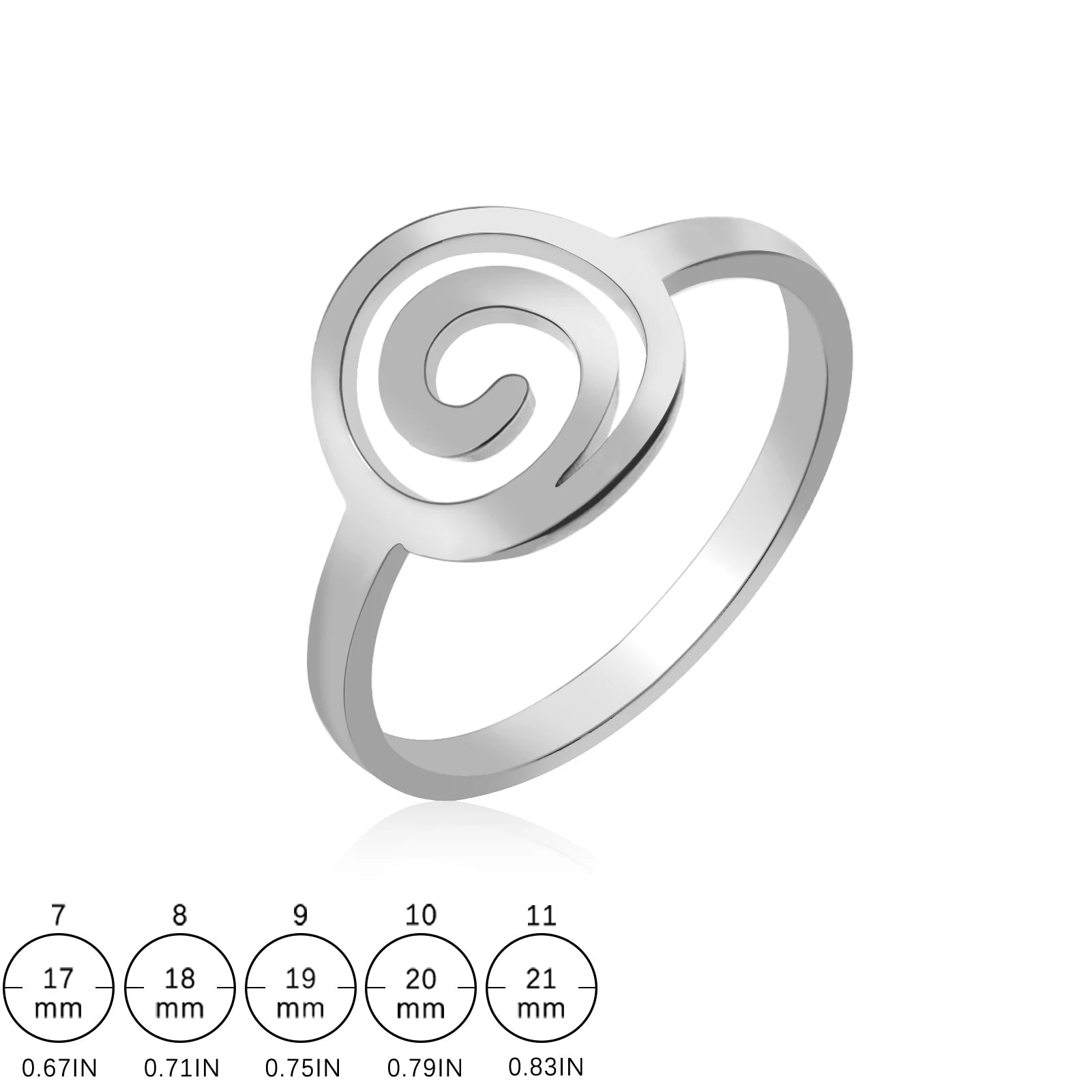 Ring im Spiraldesign für Damen, rund, Silber