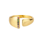 Personalisierter breiter Ring mit Regenbogen-Initiale i