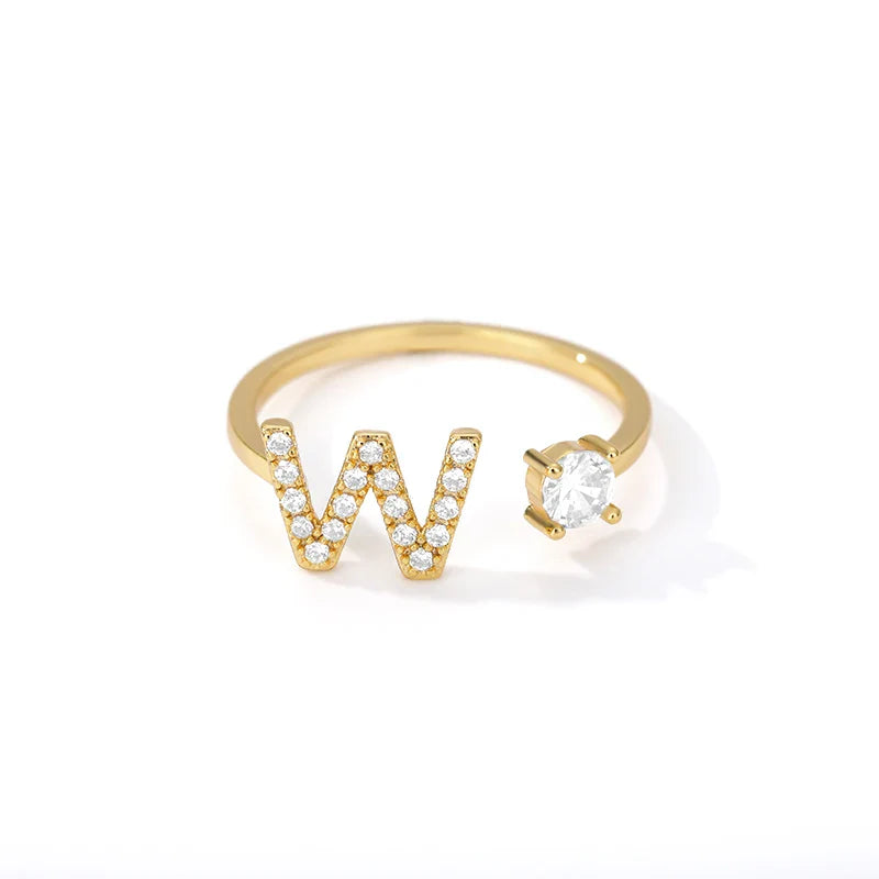 Ring mit Initiale aus Strass für Damen - Buchstabe 