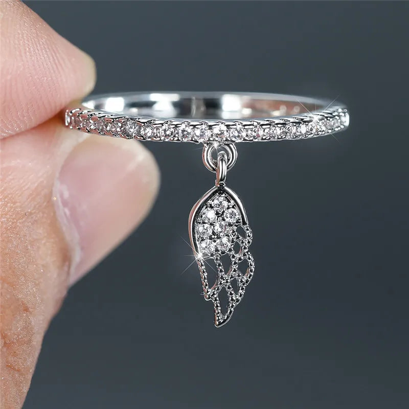 Ring mit Anhänger Engelsflügel Silber