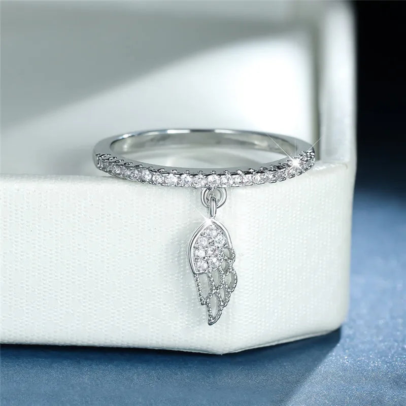 Ring mit Anhänger Engelsflügel Silber