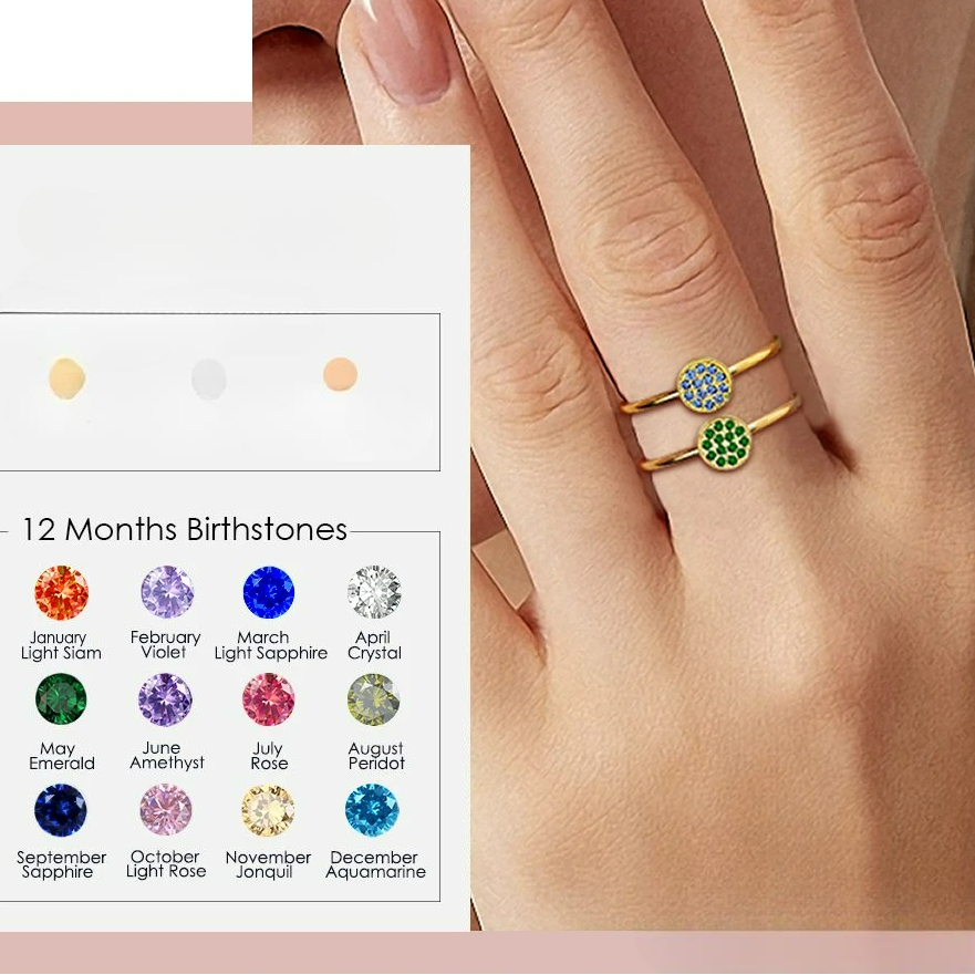 Ring mit kleinen runden Geburtssteinen für Damen