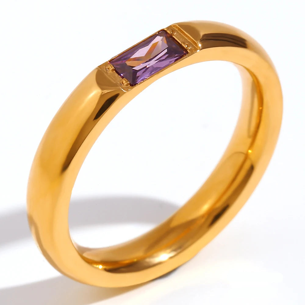 Fingerring mit gefasstem Geburtsstein für Damen Februar