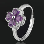 Ring mit vierblättrigem Kleeblatt aus Amethyststein
