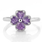 Ring mit vierblättrigem Kleeblatt aus Amethyststein