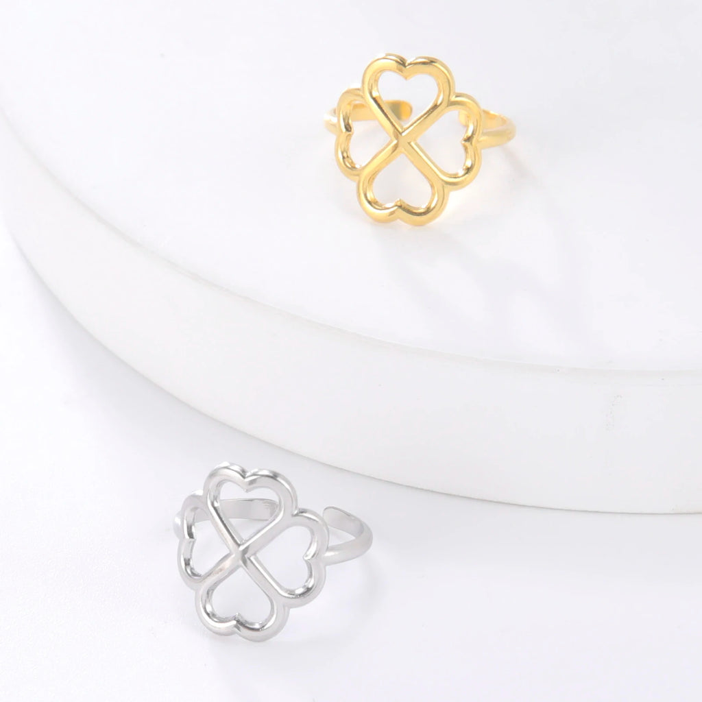 Ring mit vierblättrigem Kleeblatt für Damen Silber