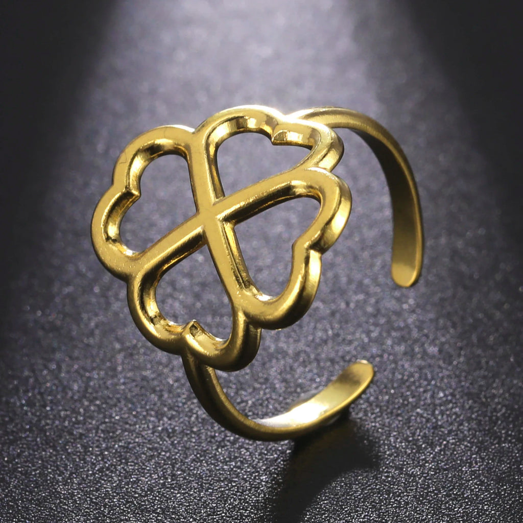Ring mit vierblättrigem Kleeblatt für Damen Gold