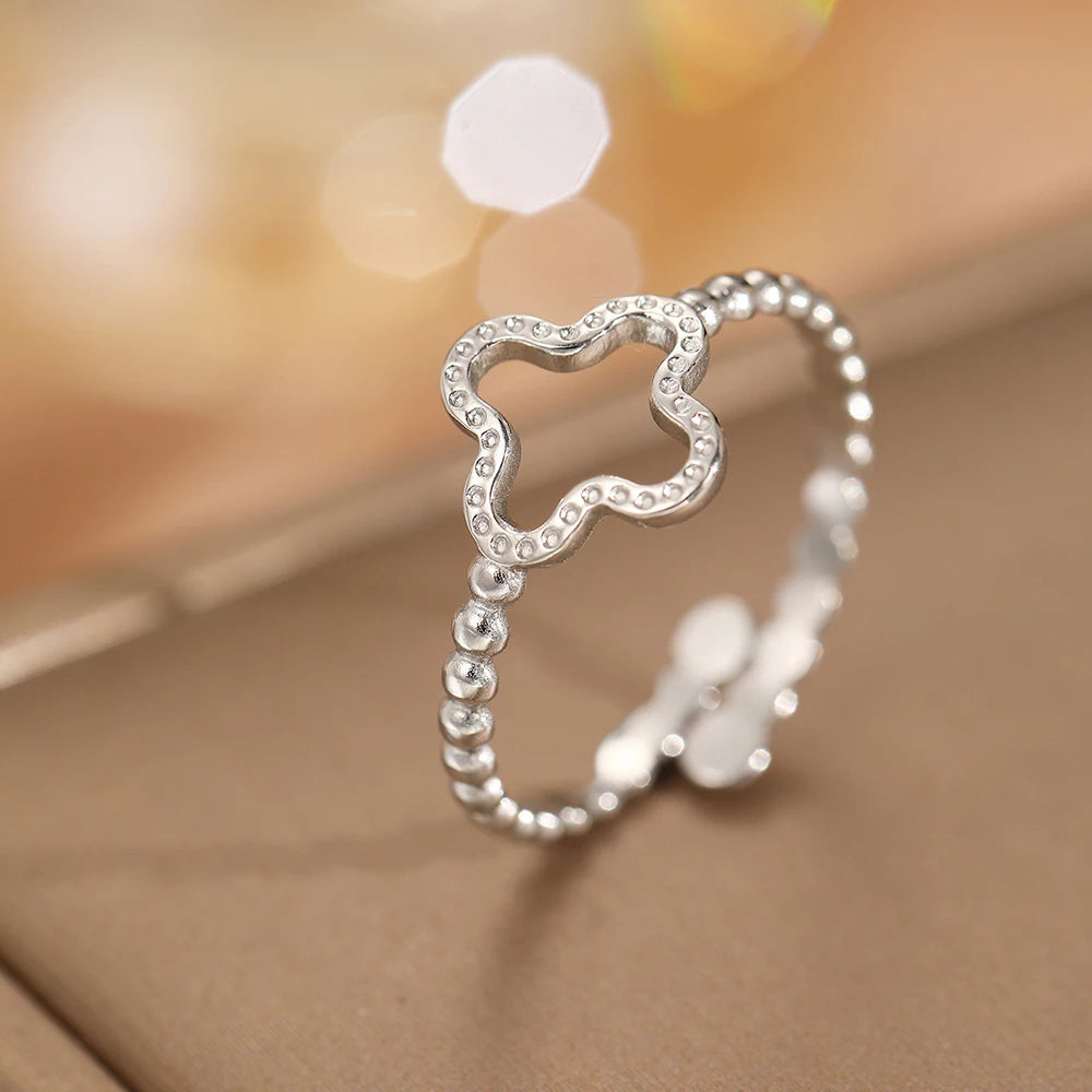 Ring mit vierblättrigem Kleeblatt für Damen Silber