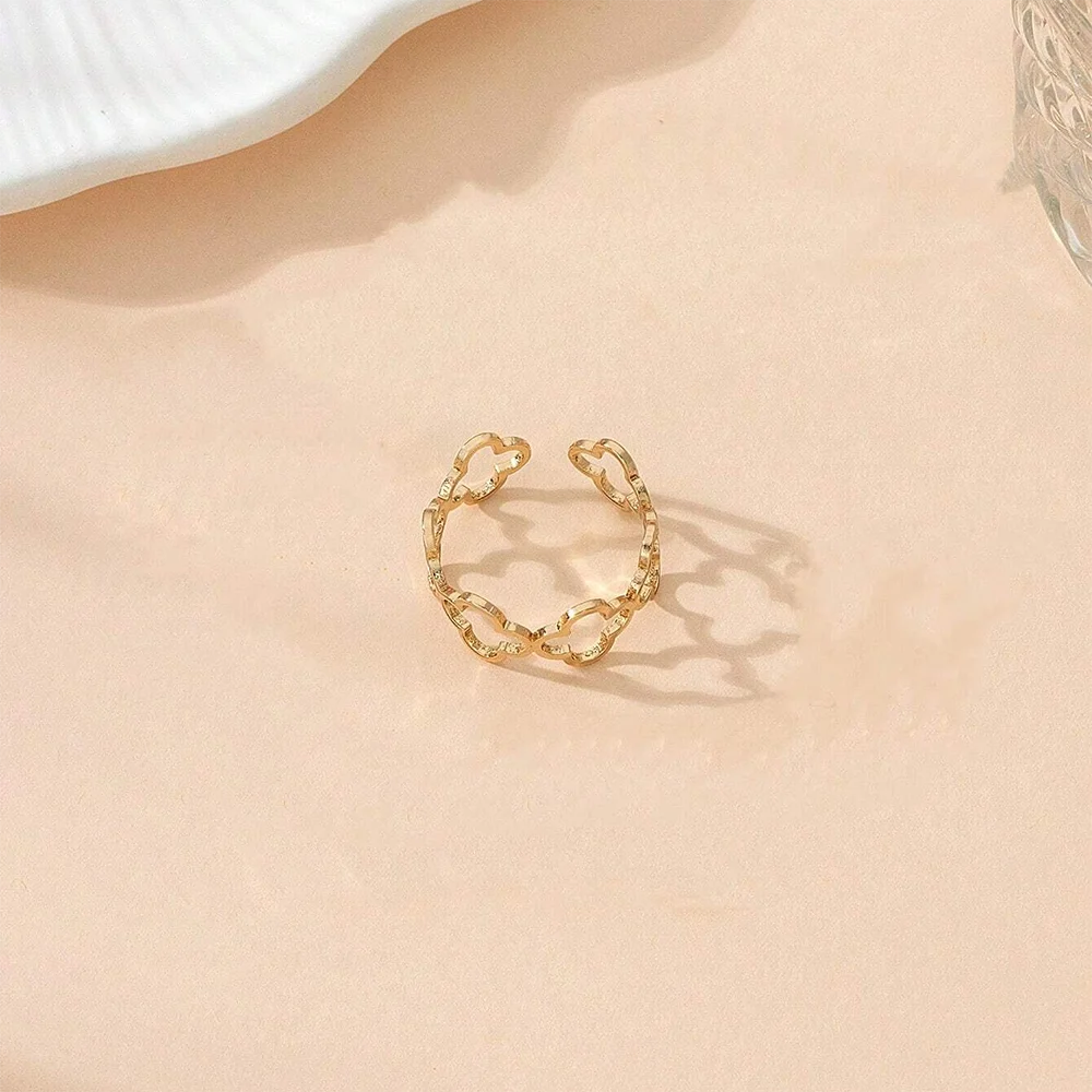 Ring mit vierblättrigem Kleeblatt Glücksbringer Gold