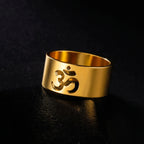 Buddhistische Om Tibet Ring Gold