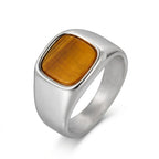 Anello quadrato con pietra occhio di tigre 