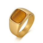 Anello quadrato con pietra occhio di tigre 
