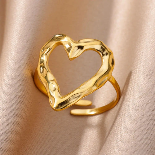 Verstellbarer Damenring Herz Ring Gold