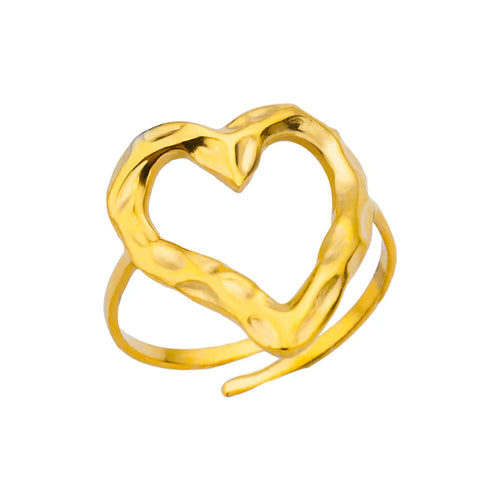 Verstellbarer Damenring Herz Ring Gold