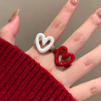 Ring Herz weiß emailliert