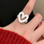 Ring Herz weiß emailliert