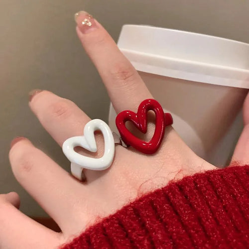 Ring Herz rot emailliert