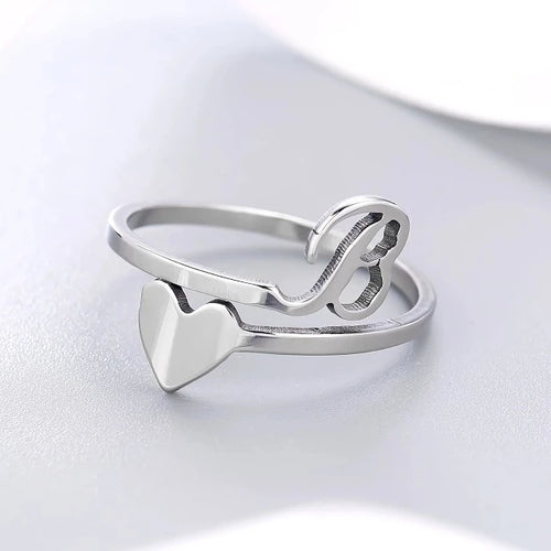Herz Initial Silber Ring B