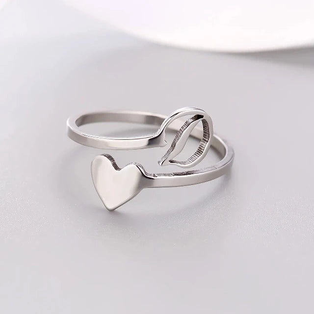 Herz Initial Silber Ring D