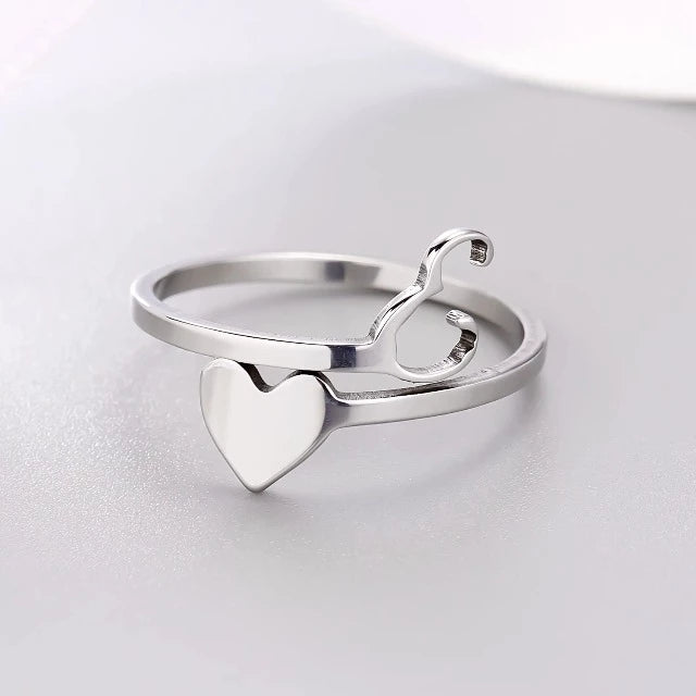 Herz Initial Silber Ring E