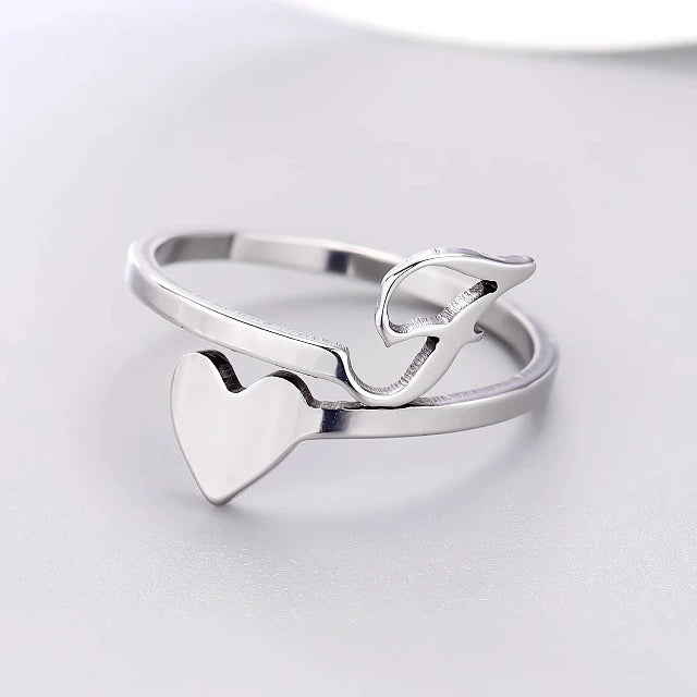 Herz Initial Silber Ring F