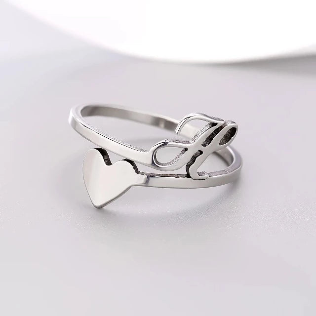 Herz Initial Silber Ring H