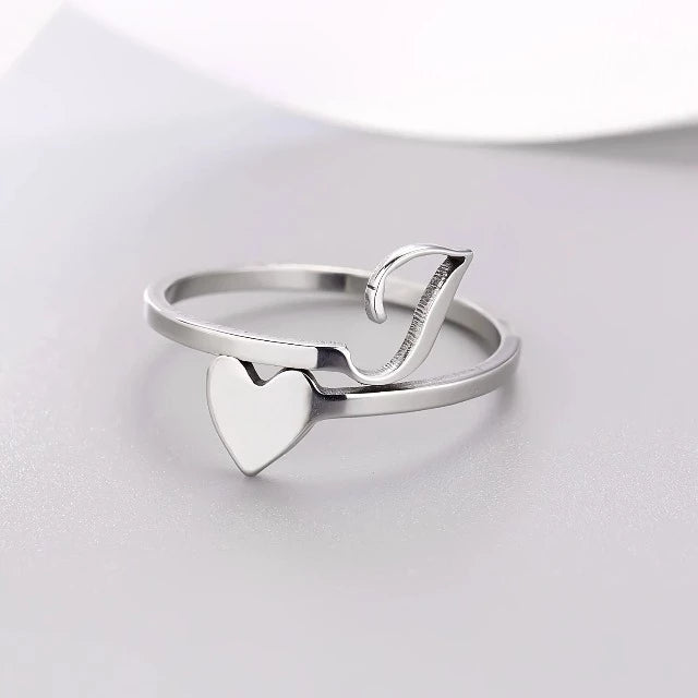 Herz Initial Silber Ring I
