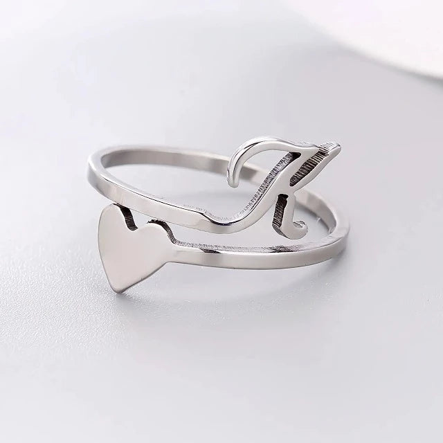 Herz Initial Silber Ring K