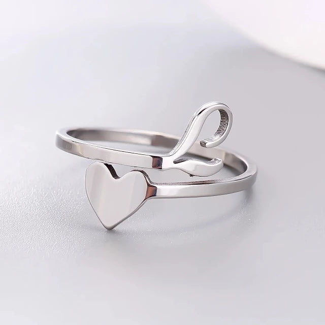Herz Initial Silber Ring L