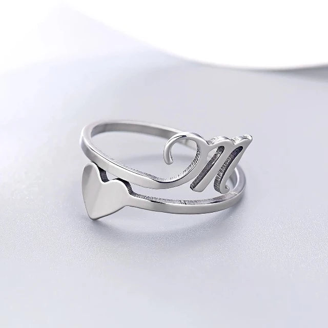 Herz Initial Silber Ring M