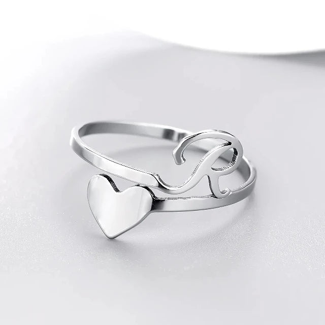 Herz Initial Silber Ring R