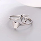 Herz Initial Silber Ring T