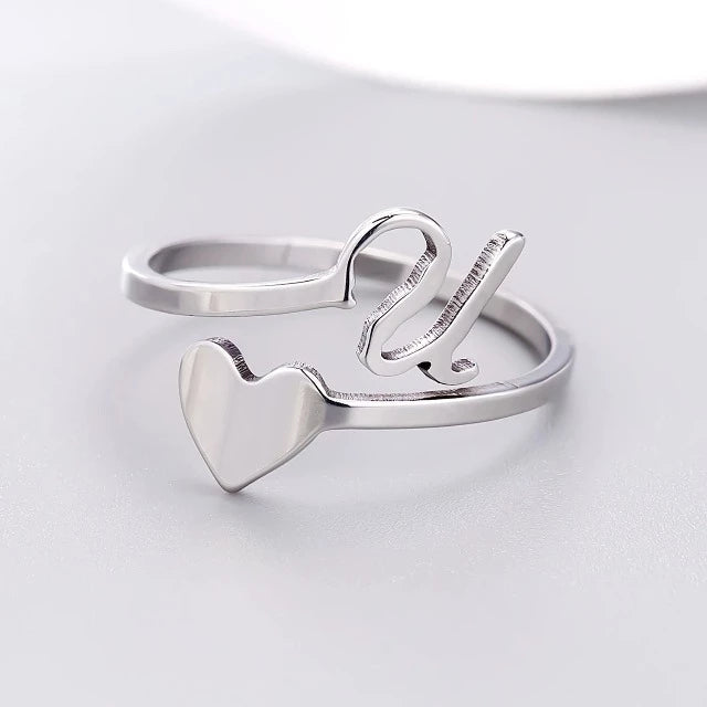 Herz Initial Silber Ring U