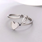 Herz Initial Silber Ring V