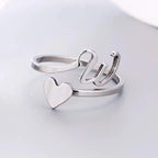 Herz Initial Silber Ring W