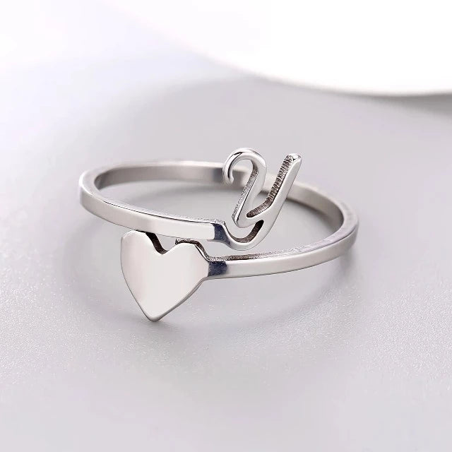Herz Initial Silber Ring Y
