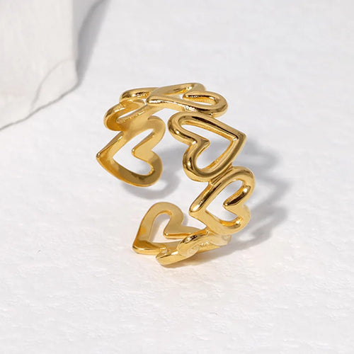 Verstellbarer Damenring Herz Gold