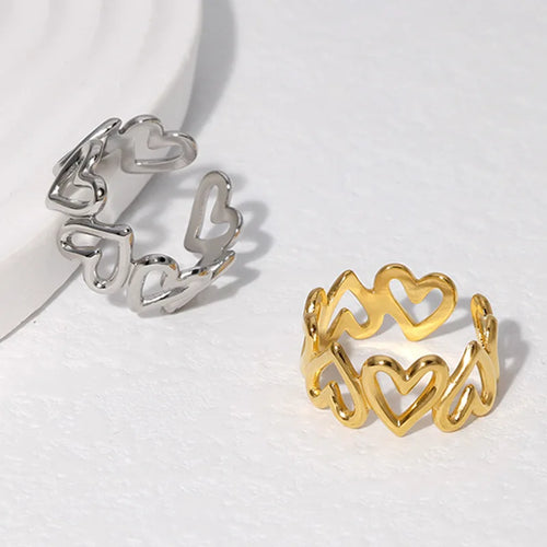 Verstellbarer Damenring Herz Gold