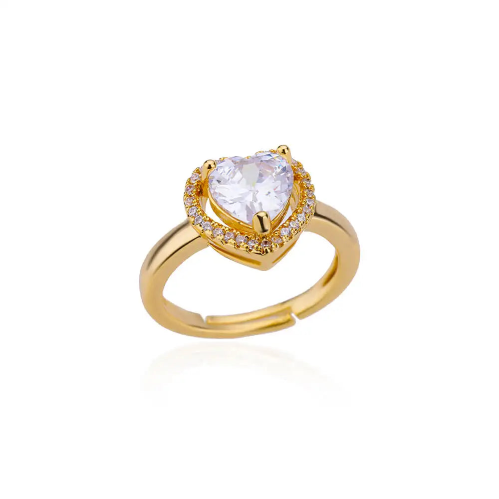 Ring mit funkelndem Herz aus Gold