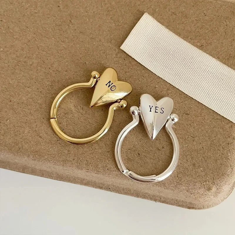 Herzring "Yes" und "No" für Liebespaar Gold