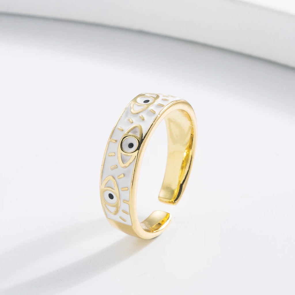 Ring gegen den bösen Blick Blau Türkischer Ring Weiß