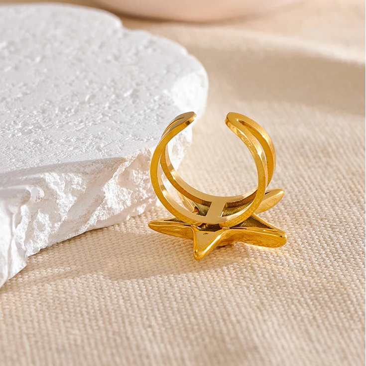 Vergoldeter Seestern-Muschelring für Damen