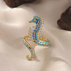 Blauer Seepferdchen-Muschelring