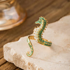 Grüner Seepferdchen-Muschelring